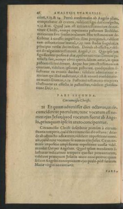 Pars Secunda. Circumcisio Christi.