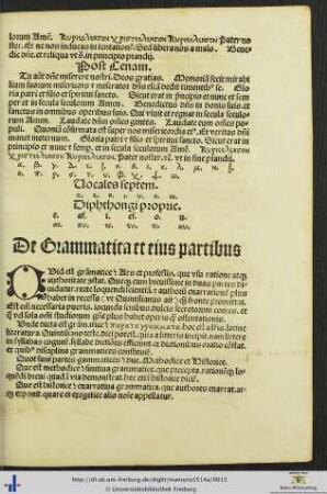 De Grammatica et eius partibus