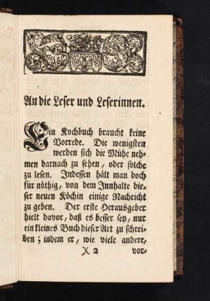 An die Leser und Leserinnen.
