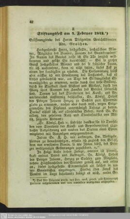 2. Stiftungsfest am 4. Februar 1842