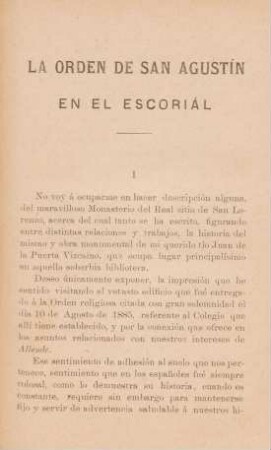 La Orden de San Agustín en el escoriál