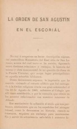La Orden de San Agustín en el escoriál