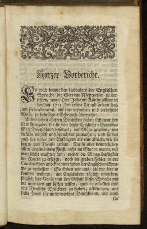 Kurzer Vorbericht.