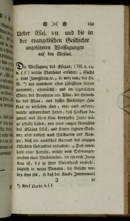 Ueber Esaj. VII. und die in der evangelischen Geschichte angeführten Weissagungen auf den Meßias.