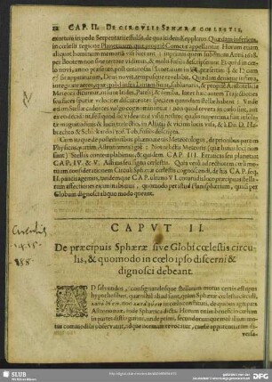 Caput II. De praecipuis Sphaerae sive Globi coelestis circulis, & quomodo in coelo ipso discerni & dignosci debeant