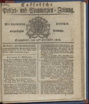 Nr. 101, Sonnabend, den 19ten December 1818