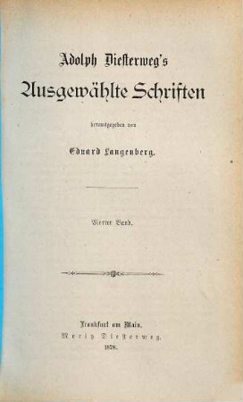 Adolph Diesterweg's Ausgewählte Schriften, 4. Band