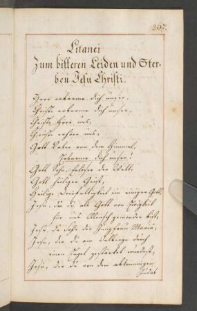Litanei zum bitteren Leiden und Sterben Jesu Christi.