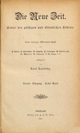 Die neue Zeit : Wochenschrift der Deutschen Sozialdemokratie. 10. 1892, Bd. 1