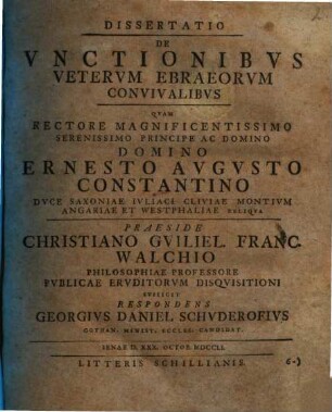Diss. de unctionibus veterum Ebraeorum convivalibus