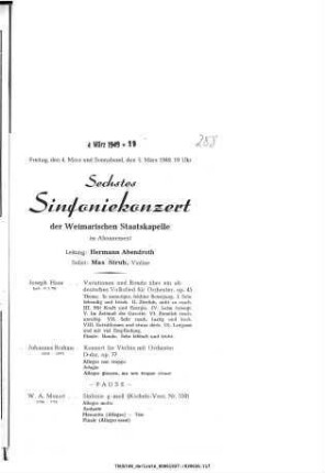 Sechstes Sinfoniekonzert