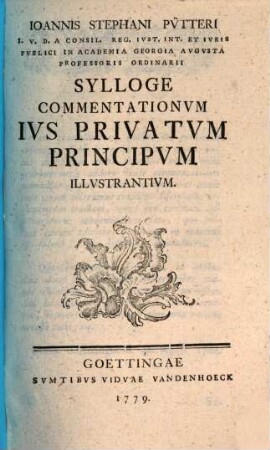 Sylloge Commentationum ius privatum Principum illustrantium