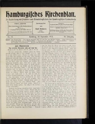 Nr. 39. Hamburg, 28. September 1913. 10. Jahrgang.