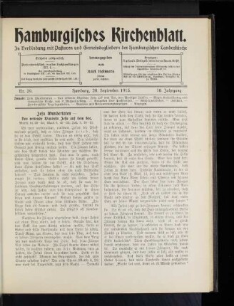 Nr. 39. Hamburg, 28. September 1913. 10. Jahrgang.