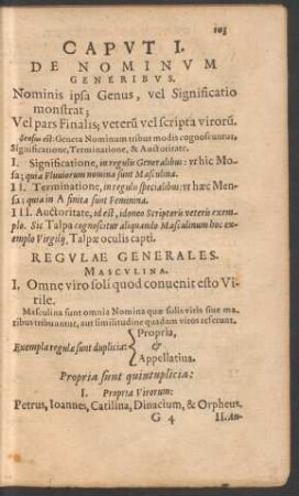 Caput I. De Nominum Generibus.