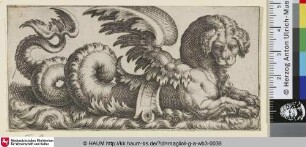 [Geflügeltes Seeungeheuer mit dem Hunde-artigem Kopf nach rechts]