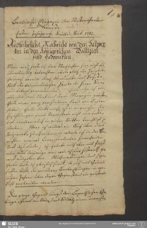 [Galizien und Lodomerien (Nachricht 1782 von ungenanntem Verfasser)]