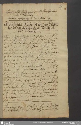 [Galizien und Lodomerien (Nachricht 1782 von ungenanntem Verfasser)]