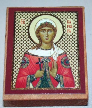 Heilige Barbara mit Krone und Kreuz