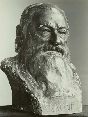 Hermann Krone : Büste Hermann Krone (1827-1916; Fotograf) von A. Lange. 1907 zu Ehren Krones, des ersten Dresdner Dozenten für Photographie, im wissenschaftlich-photographischen Institut der Technischen Hochschule Dresden aufgestellt