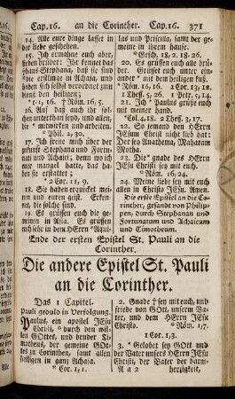 Die andere Epistel St. Pauli an die Corinther.