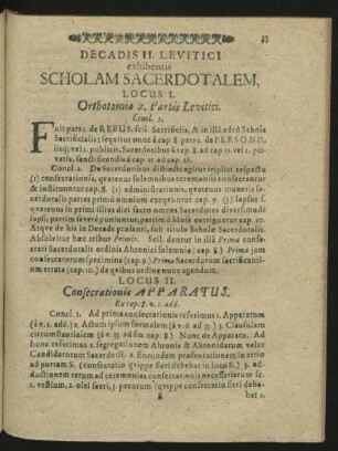 Decadis II. Levitici exhibentis Scholam Sacerdotalem.