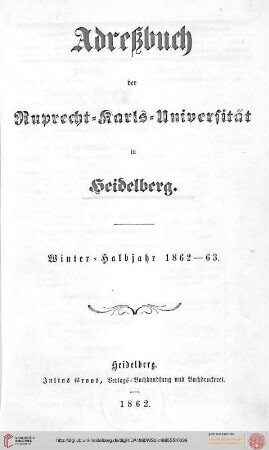 Wintersemester 1862/1863