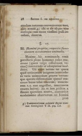 III. Homini propria, respectu functionum oeconomiae animalis