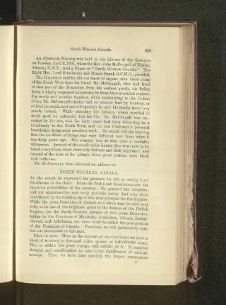 North-Western Canada. Rev. John McDougall.