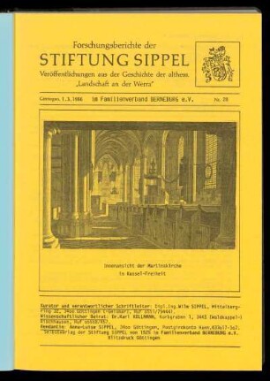 Forschungsberichte der Stiftung Sippel, Göttingen am 1.3.1986, Nr. 28