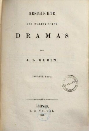 Geschichte des italienischen Drama's, 2