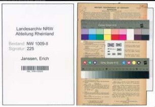 Entnazifizierung Erich Janssen , geb. 19.04.1896 (Betriebswirt)