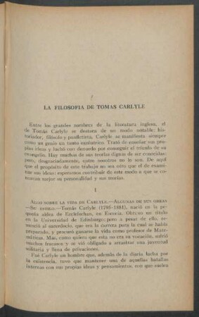 La filosofía de Tomás Carlyle