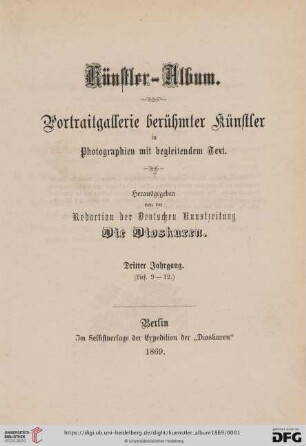 3: Künstler-Album: photographische Portraitgallerie berühmter Künstler der Gegenwart