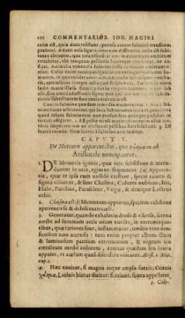 Caput V. De Meteoris apparentibus, quae phasmata ab Aristotele nuncupantur.