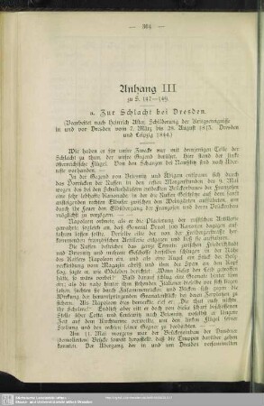 III. a. Zur Schlacht bei Dresden. b. Die Kapitulation Dresdens