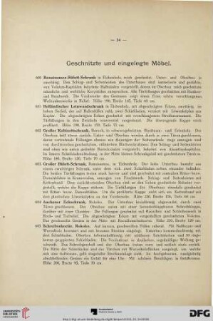 Geschnitzte und eingelegte Möbel (Nr. 600-698)