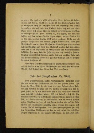 Rede des Reichskanzlers Dr. Wirth.