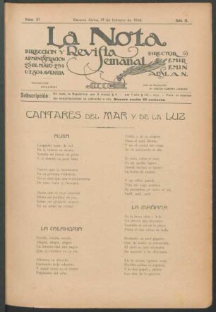Cantares del Mar y de la Luz : Alba [y] La calandría [y] La mañana [y] El sol [y] Crepúsculo [y] Nocturno