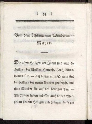 Von dem beschnittenen Wundermann Mayer.