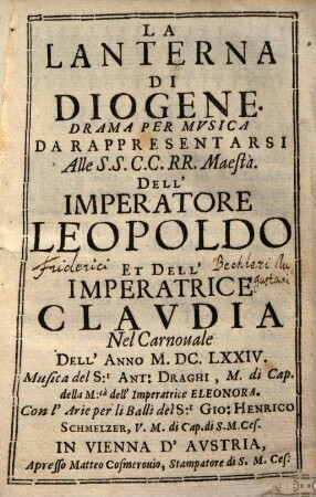 La lanterna di Diogene : Drama per musica ...