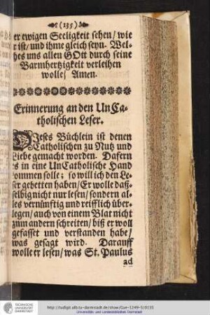 Erinnerung an den UnCatholischen Leser.
