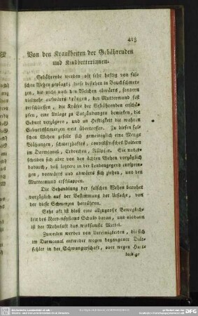 Von den Krankheiten der Gebährenden und Kindbetterinnen