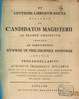 De Lectione Librorvm Docta