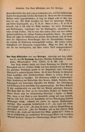 91-92 [Rezension] Das Buch Ekklesiastes