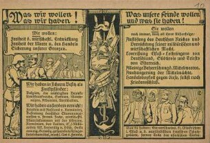 Was wir wollen Was wir haben! : Was unsere Feinde wollen und was sie haben!