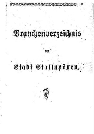 Branchenverzeichnis der Stadt Stallupönen