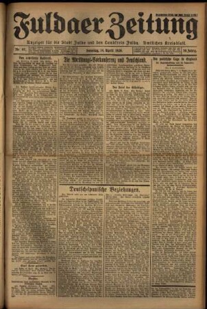 Erste Ausgabe vom Sonntag, den 14. April 1929.