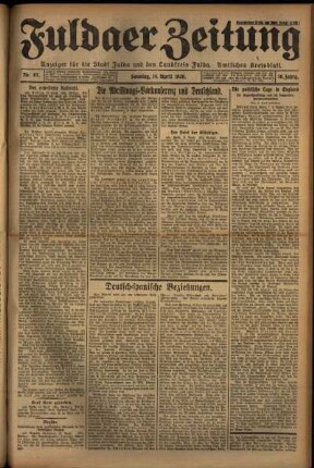 Erste Ausgabe vom Sonntag, den 14. April 1929.