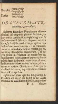 De Systemate, clavibus, et vocibus.
